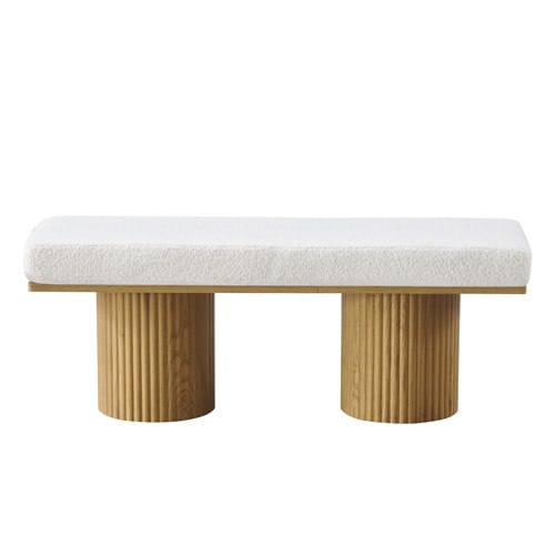 Banc en tissu bouclé beige - Mahe