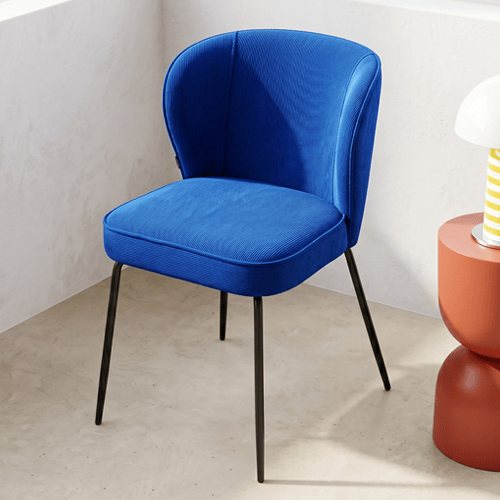 Lot de 2 chaises en velours côtelé bleu électrique - Tara