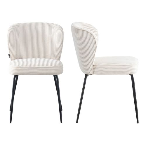 Lot de 2 chaises en velours côtelé beige - Tara