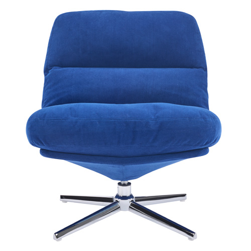 Fauteuil pivotant en velours côtelé bleu électrique et piètement chromé - Julia