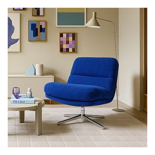 Fauteuil pivotant en velours côtelé bleu électrique et piètement chromé - Julia