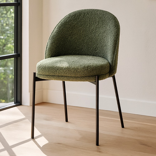 Lot de 2 chaises en tissu bouclé vert kaki - Cloé