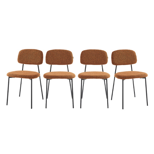 Lot de 4 chaises en tissu bouclé rouille - Lorie