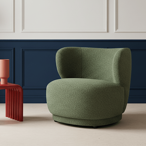 Fauteuil en tissu bouclette vert - Ester