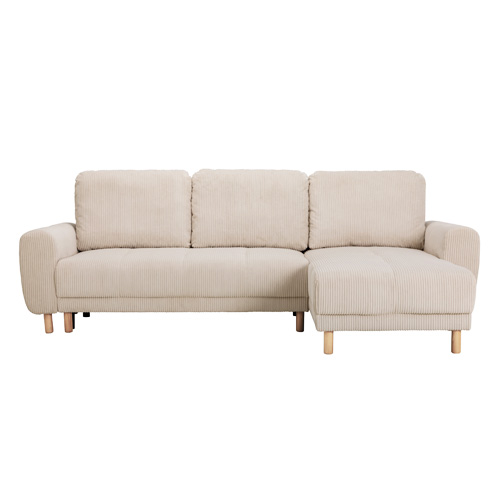 Canapé d'angle convertible réversible 3/4 places en velours côtelé beige - Alva