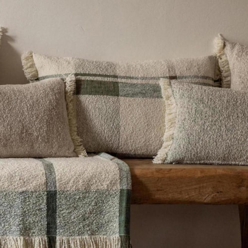 Coussin à carreaux multicolore 40 x 65 cm - Jane