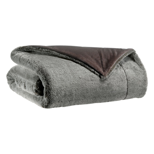 Plaid effet fourrure marron cacao 130 x 160 cm - Kinta