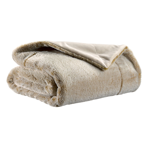 Plaid effet fourrure beige mirabelle 130 x 160 cm - Kinta