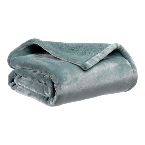 Maxi plaid doux bleu alizée 180 x 220 cm - Michka