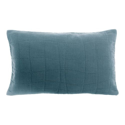 Coussin en coton bleu acier 30 x 50 cm - Titou