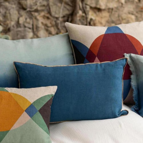 Coussin en lin bleu indigo 30 x 50 cm - Zeff Celeste