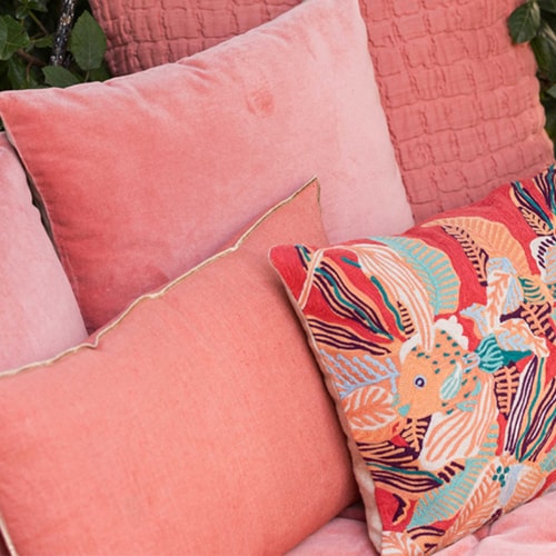 Coussin en lin pêche orange 30 x 50 cm - Zeff Celeste