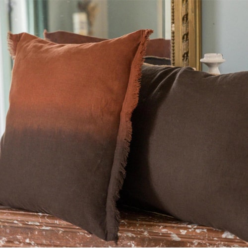 Coussin en lin effet dégradé gris ébène 45 x 45 cm - Zeff Shade