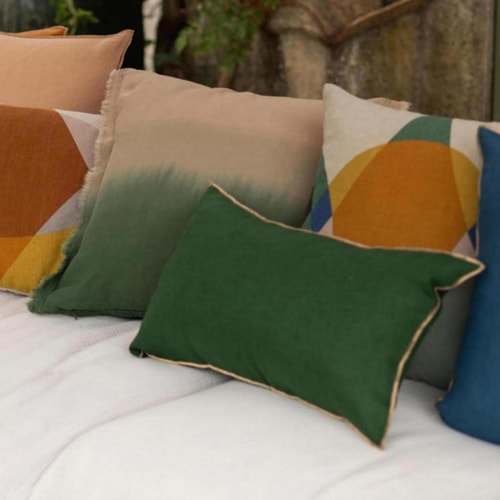 Coussin en lin effet dégradé vert épicéa 40 x 65 cm - Zeff Shade