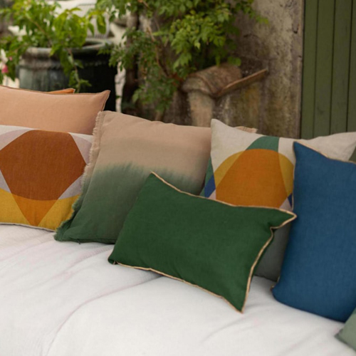 Coussin en lin effet dégradé vert épicéa 45 x 45 cm - Zeff Shade