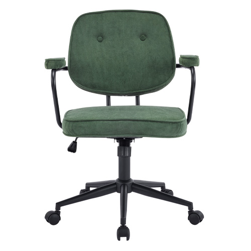 Fauteuil de bureau pivotant et réglable en hauteur en velours côtelé vert kaki - Ann