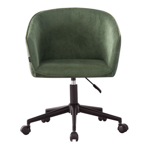 Fauteuil de bureau pivotant et réglable en hauteur en velours côtelé vert kaki - Marlo
