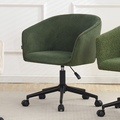 Fauteuil de bureau pivotant et réglable en hauteur en velours côtelé vert kaki - Marlo