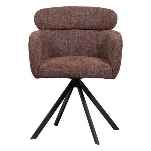 Lot de 2 fauteuils de table pivotants en tissu noisette - Fenne