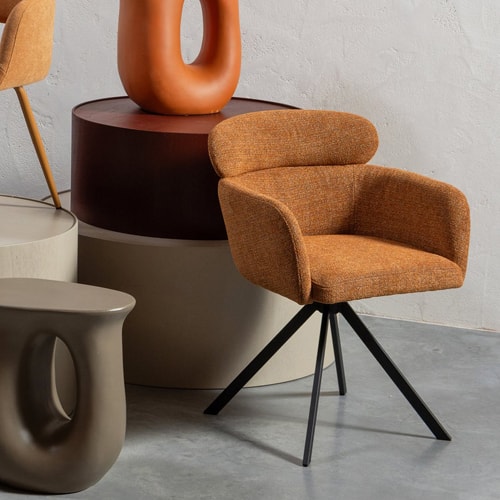 Lot de 2 fauteuils de table pivotants en tissu orange - Fenne