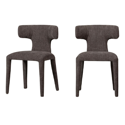Lot de 2 chaises de salle à manger en tissu marron foncé - Permit