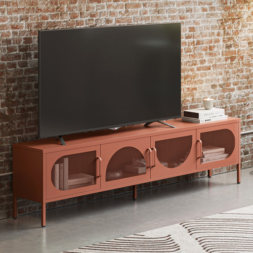 Meuble TV 4 portes en métal terracotta 180 cm - Inoa