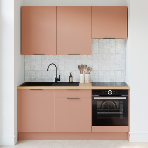 Ensemble de 6 meubles de cuisine - L. 185 cm - abricot - Luzia