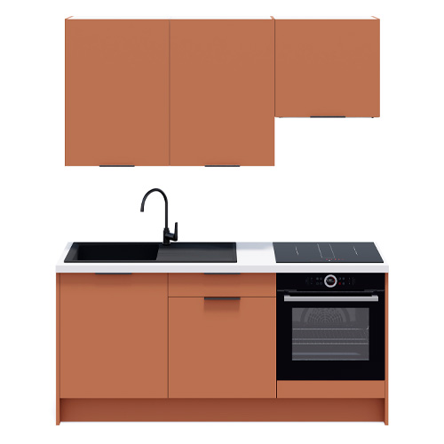 Ensemble de 6 meubles de cuisine - L. 185 cm - terracotta - Luzia