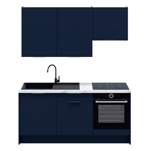 Ensemble de 6 meubles de cuisine - L. 185 cm - bleu marine - Luzia