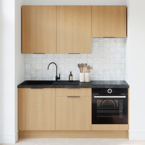 Ensemble de 6 meubles de cuisine - L. 185 cm - chêne clair - Sierra