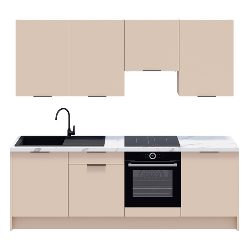 Ensemble de 8 meubles de cuisine - L. 245 cm - beige cachemire - Luzia