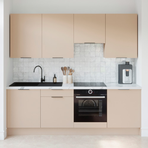 Ensemble de 8 meubles de cuisine - L. 245 cm - beige cachemire - Luzia