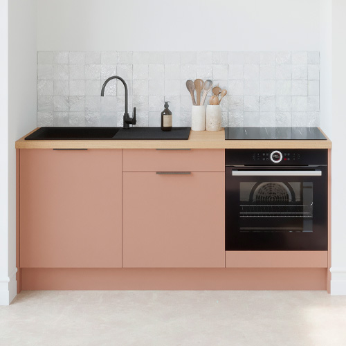 Meubles bas de cuisine - L. 185 cm - abricot - Luzia