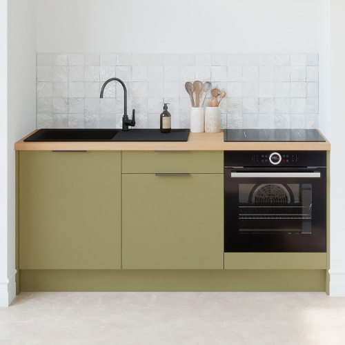 Meubles bas de cuisine - L. 185 cm - vert olive - Luzia