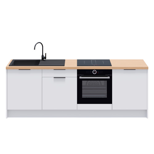 Meubles bas de cuisine - L. 245 cm - blanc - Luzia