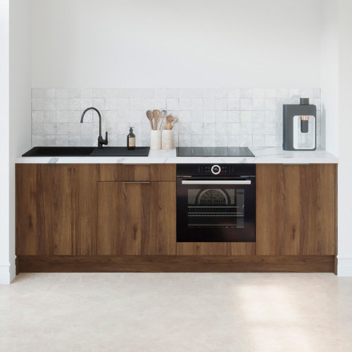 Meubles bas de cuisine - L. 245 cm - noyer brun - Sierra
