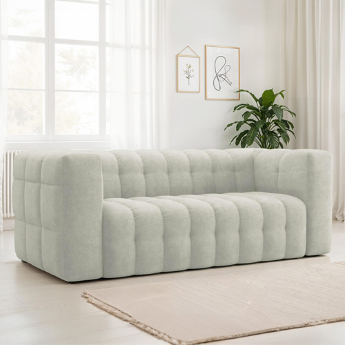 Canapé 3 places en tissu chenille beige - Cester