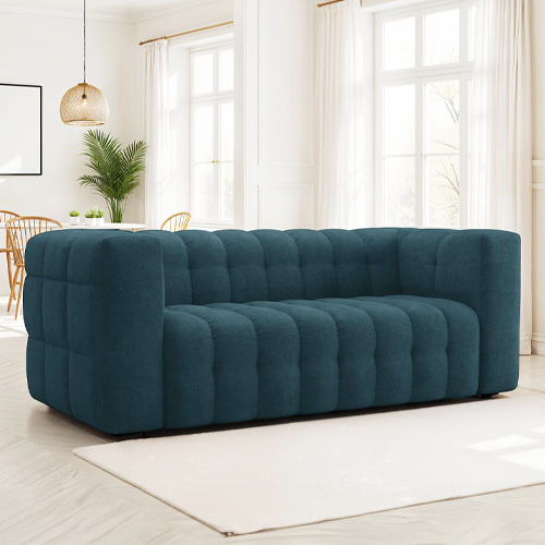 Canapé 3 places en tissu chenille bleu foncé - Cester