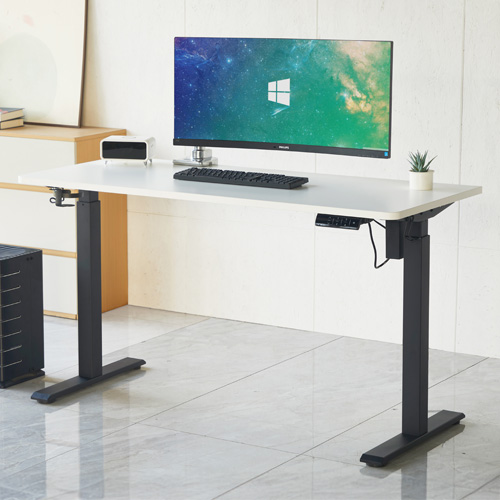 Bureau assis-debout électrique réglable 72-120 cm avec ports USB - blanc - Up&Down