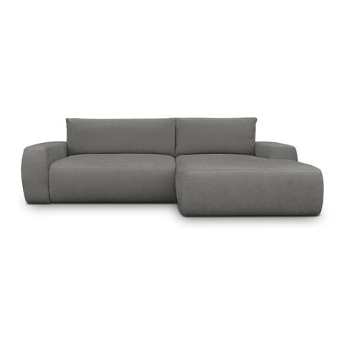 Canapé d'angle droit convertible 3 places en tissu chenille gris - Sonny