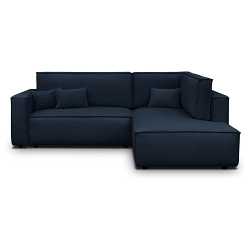 Canapé d'angle ouvert à gauche convertible 3 places en tissu chenille bleu foncé - Emma