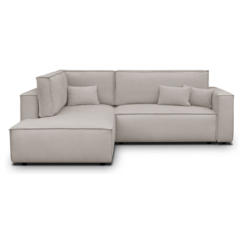 Canapé d'angle ouvert à gauche convertible 3 places en tissu chenille taupe - Emma