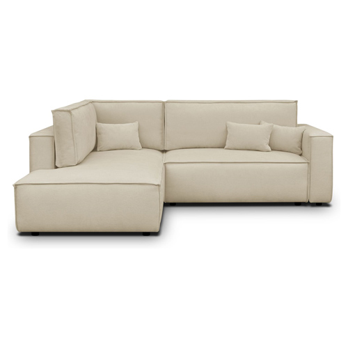 Canapé d'angle ouvert à gauche convertible 3 places en tissu chenille beige foncé - Emma