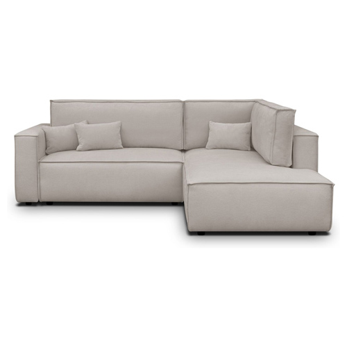 Canapé d'angle ouvert à droite convertible 3 places en tissu chenille taupe - Emma