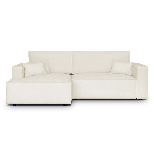 Canapé d'angle à gauche convertible 3 places en tissu chenille beige - Asti