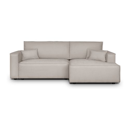 Canapé d'angle à droite convertible 3 places en tissu chenille taupe - Asti