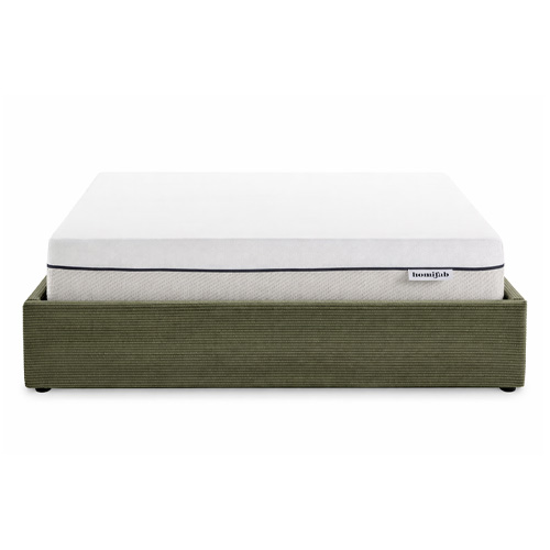 Ensemble Lit coffre adulte 160x200cm en velours côtelé vert avec sommier - Handy + Matelas ressorts ensachés - Spring Elite