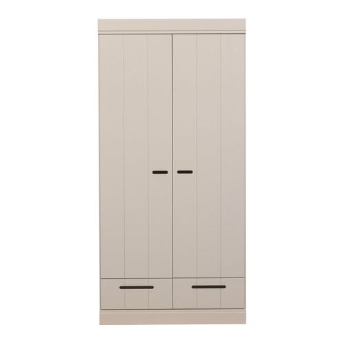Armoire 2 portes en pin FSC gris clair 94 cm - Connect