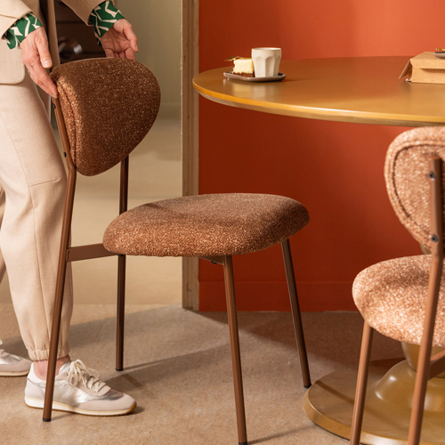 Chaise de salle à manger en tissu tissé marron - Valor