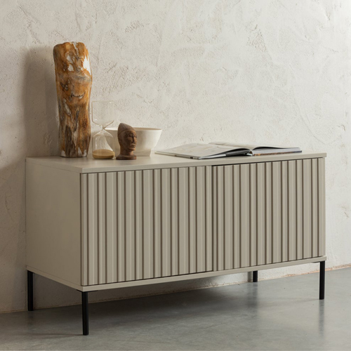 Meuble TV en pin FSC et métal 100 cm - New Gravure